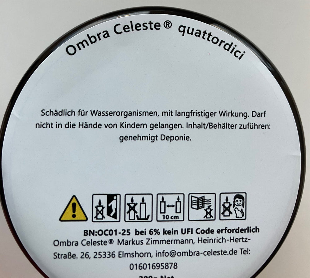 Ombra Celeste quattordici bianco 160 Duftkerze handgegossen 100% Naturwachs & Vegan Kaffee, Karamell, Vanille