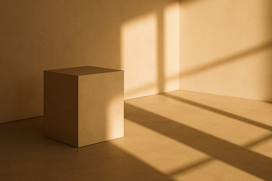 Offene, ruhige Fläche im weichen Licht mit langen Schatten und klaren Linien, die ein stilles Ankommen ohne Ziel vermitteln.