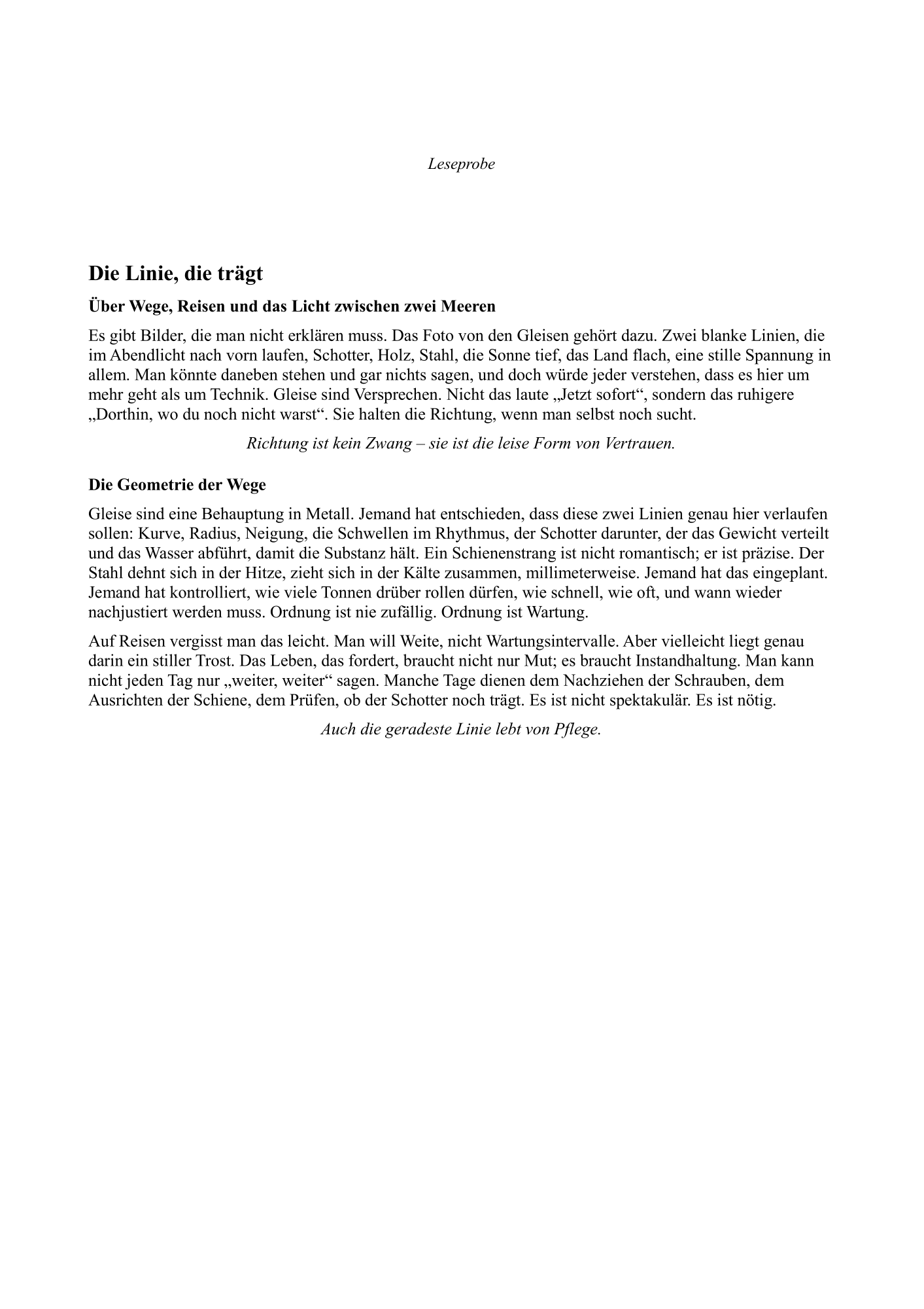 Leseprobe Universum – Seite 3 – Die Linie, die trägt.
