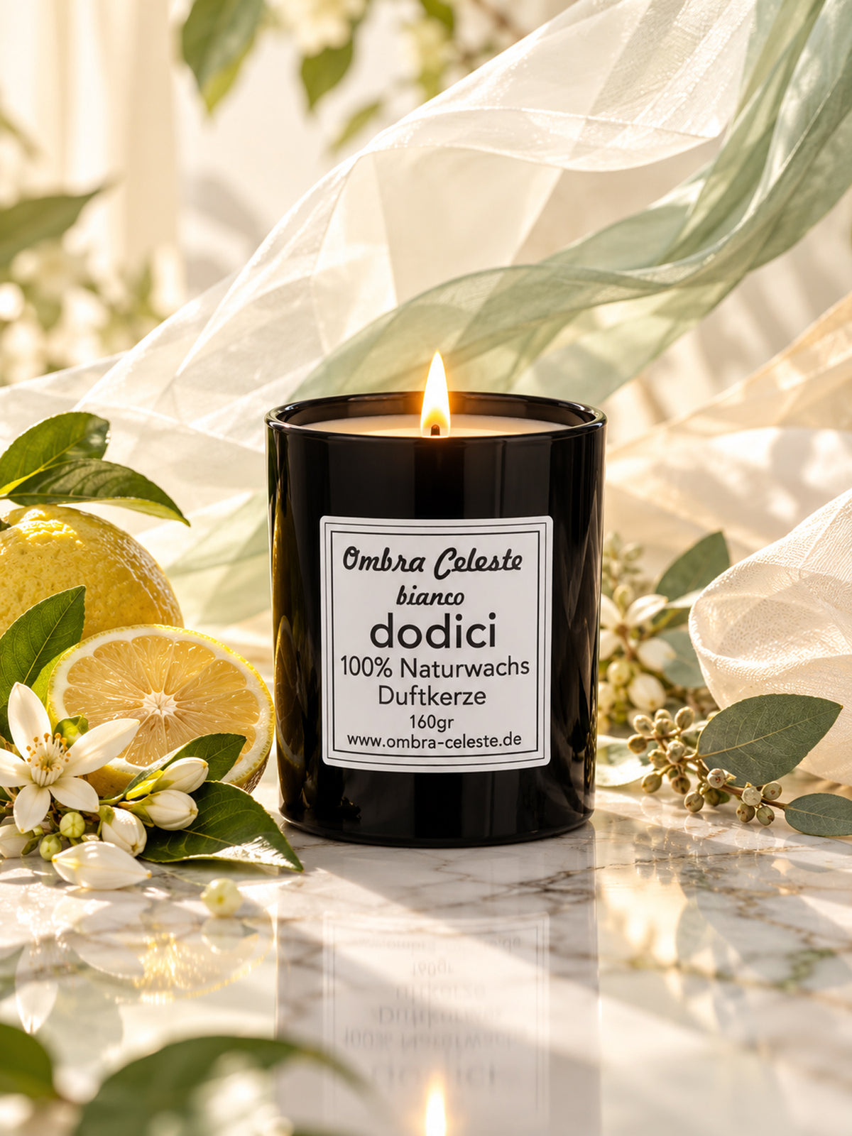 Ombra Celeste  Duftkerze dodici bianco - Bergamotte, Jasmin, Ylang-Ylang, Amber - vegan