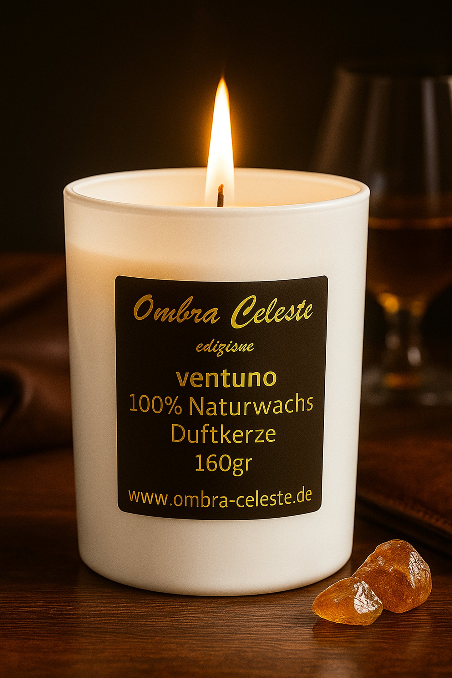 Ombra Celeste  Duftkerze ventuno - Honig, Amber, Tabak, Patschuli - vegan