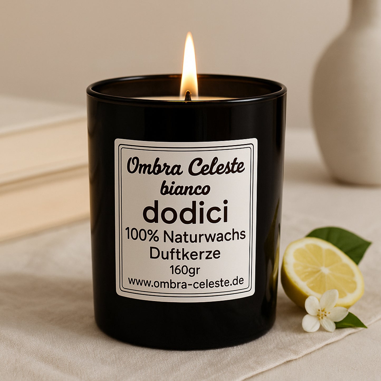 Ombra Celeste  Duftkerze dodici bianco - Bergamotte, Jasmin, Ylang-Ylang, Amber - vegan
