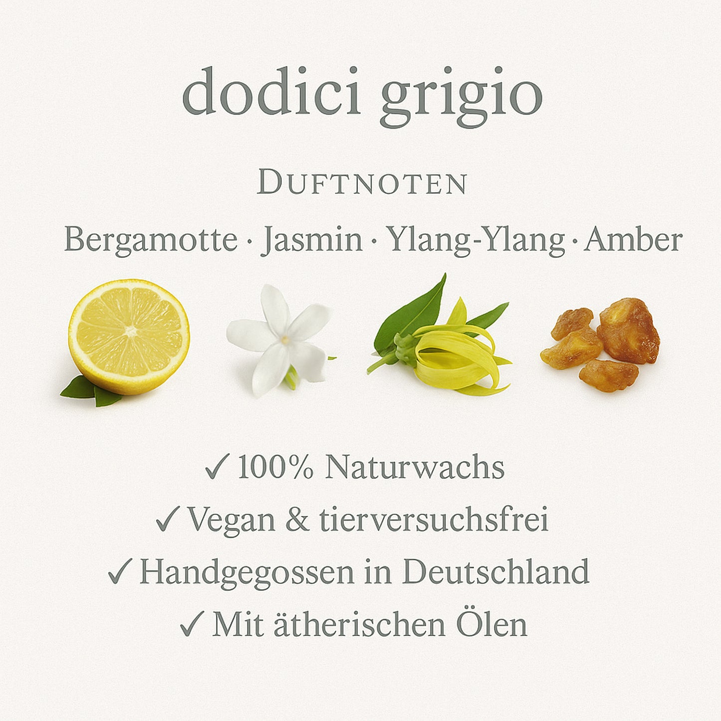 „dodici grigio Duftkerze Infobild – 100 % Naturwachs, vegan, plastikfrei, handgegossen – Ombra Celeste Duftkerze aus Deutschland mit ätherischen Ölen“