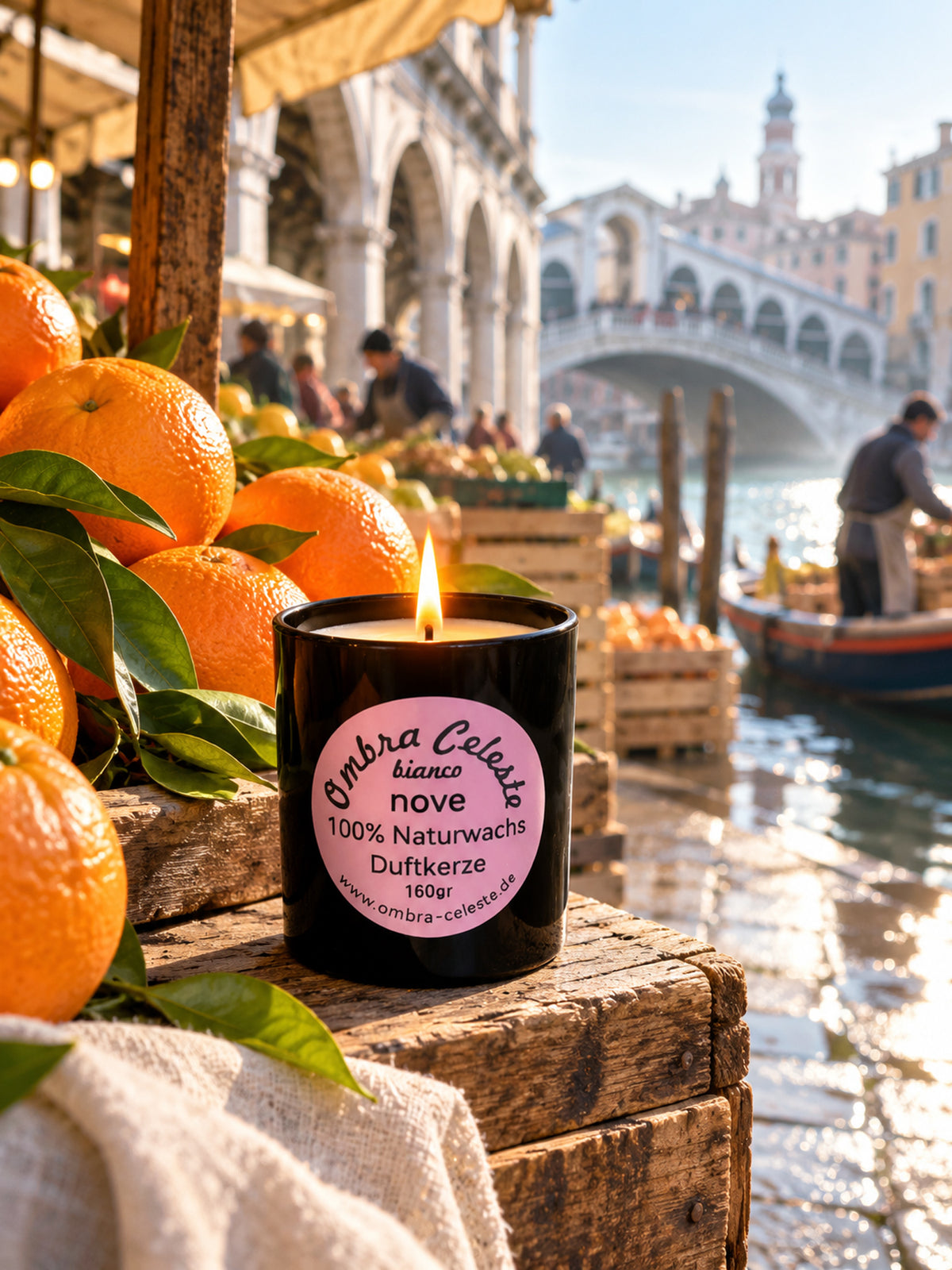 Duftkerze nove auf dem Markt am Rialto am Morgen