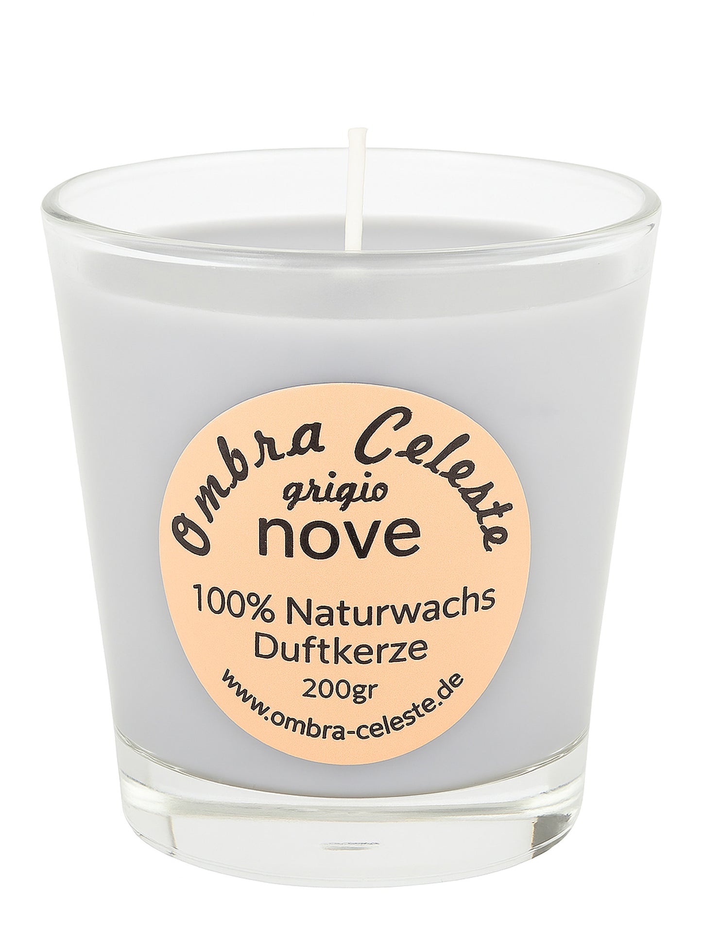  Ombra Celeste nove grigio – handgegossene Duftkerze aus Naturwachs, 200 gr