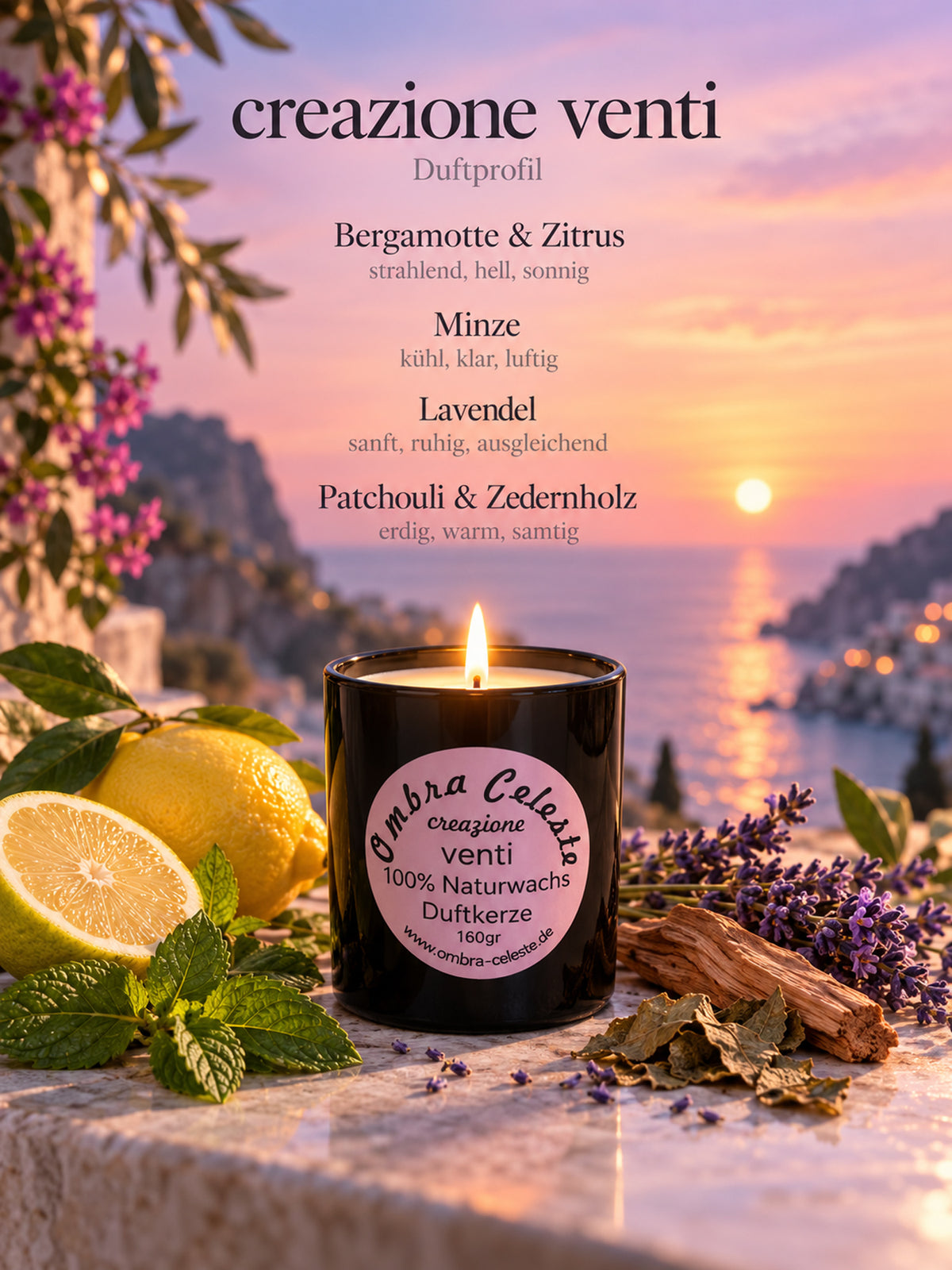 Duftnoten von venti: Bergamotte, Minze, Lavendel, Zedernholz